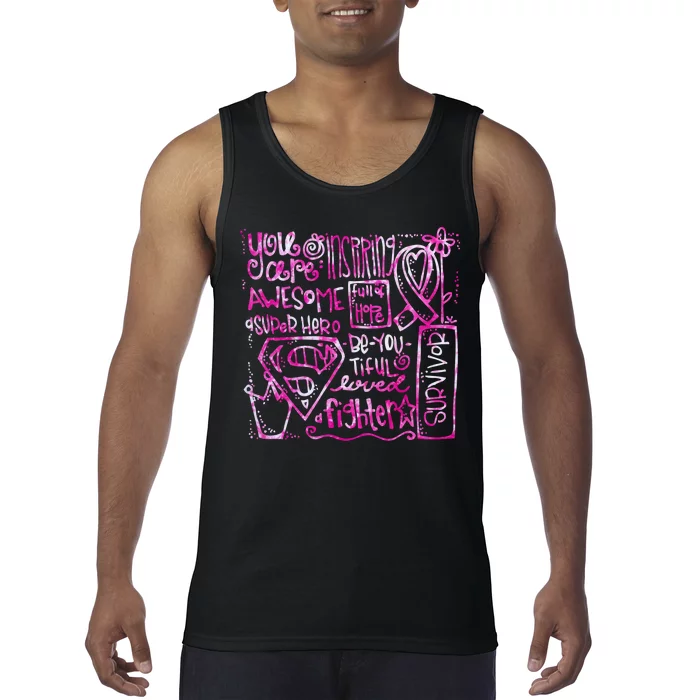 Breast Cancer Awareness Superhero Quotes Tank Top