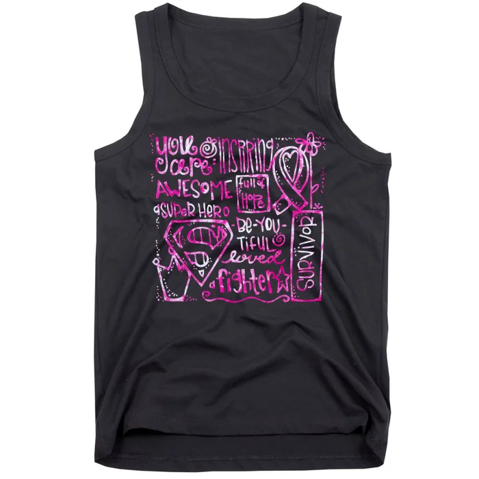 Breast Cancer Awareness Superhero Quotes Tank Top