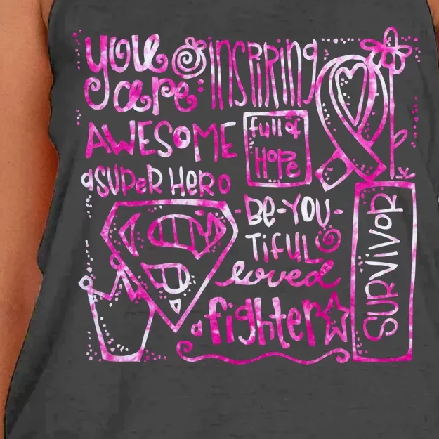 Breast Cancer Awareness Superhero Quotes Women's Knotted Racerback Tank