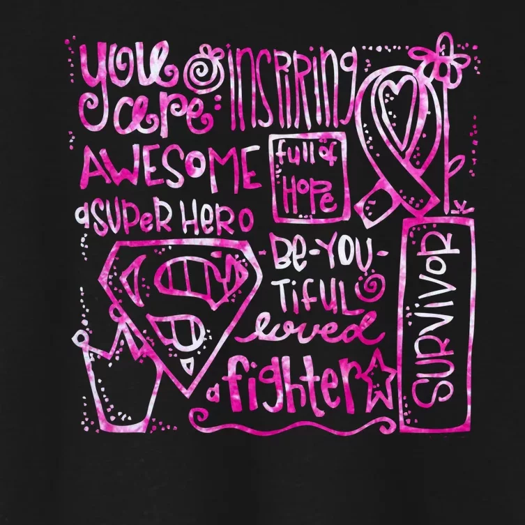 Breast Cancer Awareness Superhero Quotes Women's Crop Top Tee