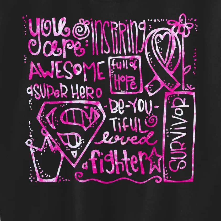 Breast Cancer Awareness Superhero Quotes Kids Sweatshirt