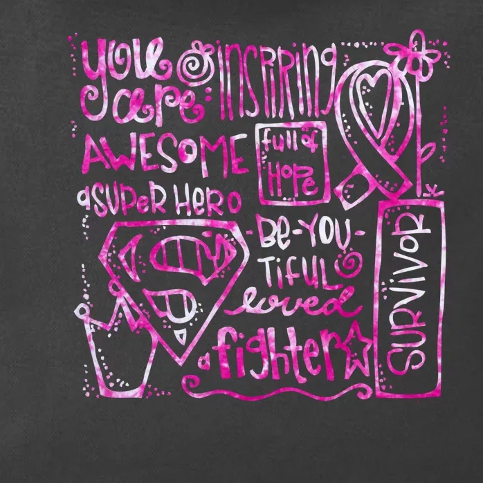 Breast Cancer Awareness Superhero Quotes Zip Tote Bag