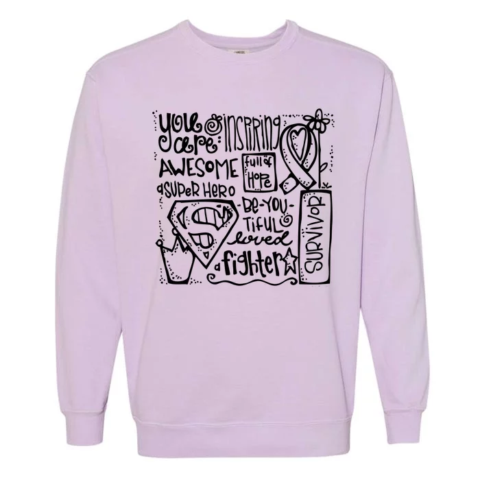 Breast Cancer Awareness Superhero Quotes Garment-Dyed Sweatshirt