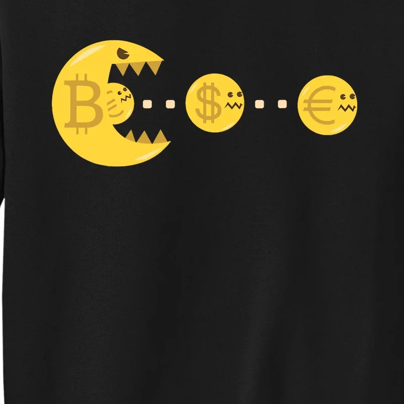 Bitcoin Chases And Eats The Dollar Euro For Crypto Fans Sweatshirt