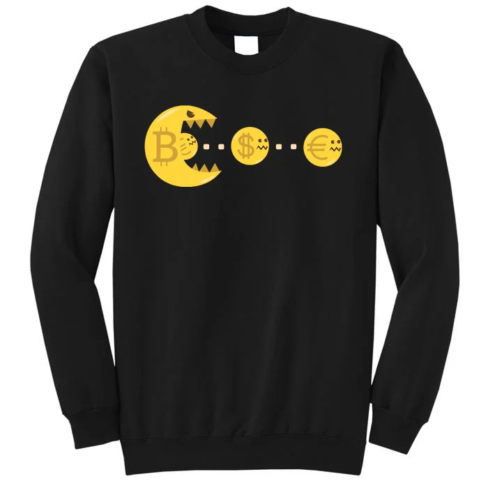 Bitcoin Chases And Eats The Dollar Euro For Crypto Fans Sweatshirt