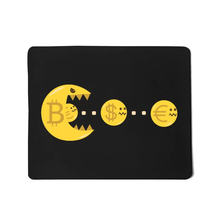 Bitcoin Chases And Eats The Dollar Euro For Crypto Fans Mousepad