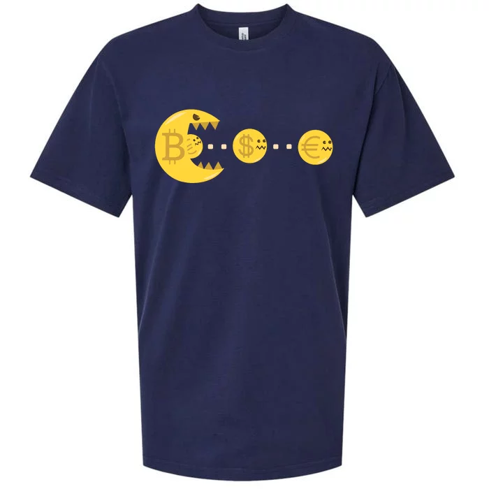 Bitcoin Chases And Eats The Dollar Euro For Crypto Fans Sueded Cloud Jersey T-Shirt