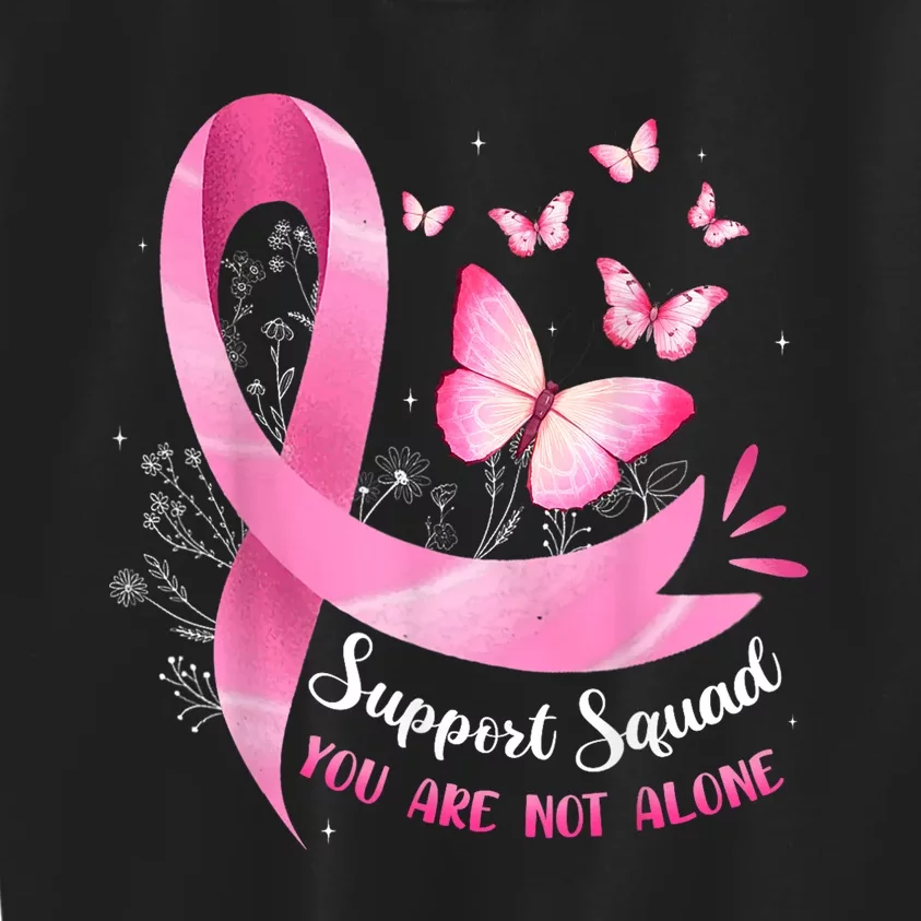 Breast Cancer Awareness Pin.K Ribbon Butterfly Support Squad Gift Kids Sweatshirt