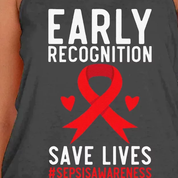 Blood Cancer Awareness Leukemia Lymphoma Myeloma Red Ribbon Gift Women's Knotted Racerback Tank