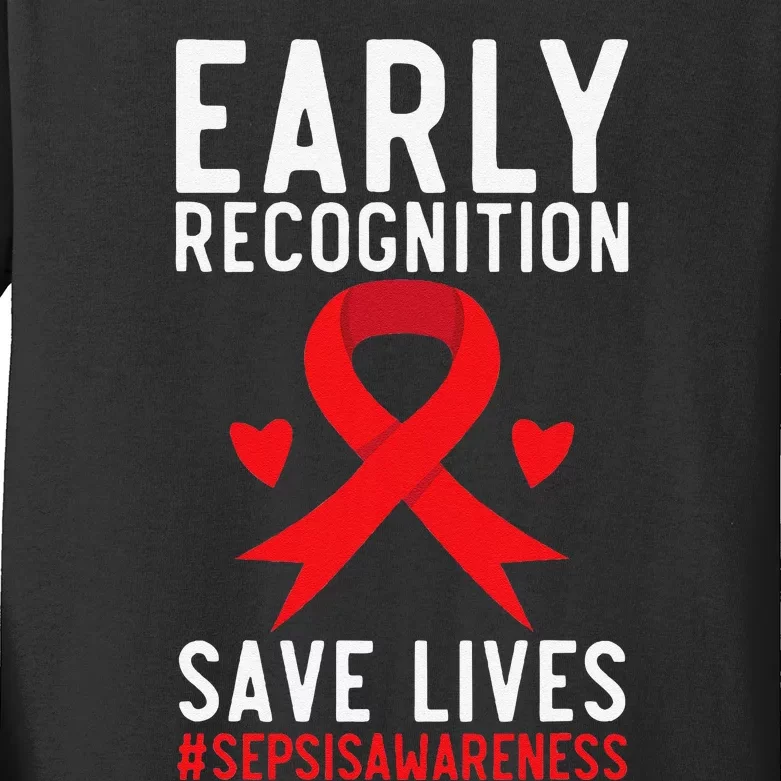 Blood Cancer Awareness Leukemia Lymphoma Myeloma Red Ribbon Gift Kids Long Sleeve Shirt