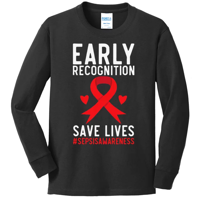 Blood Cancer Awareness Leukemia Lymphoma Myeloma Red Ribbon Gift Kids Long Sleeve Shirt