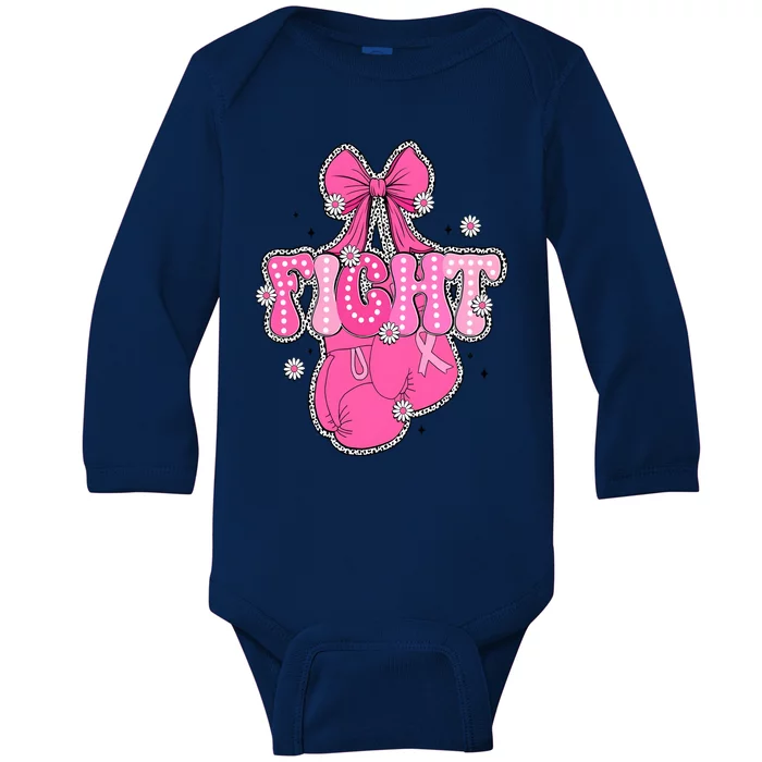 Breast Cancer Awareness Boxing Glove Baby Long Sleeve Bodysuit