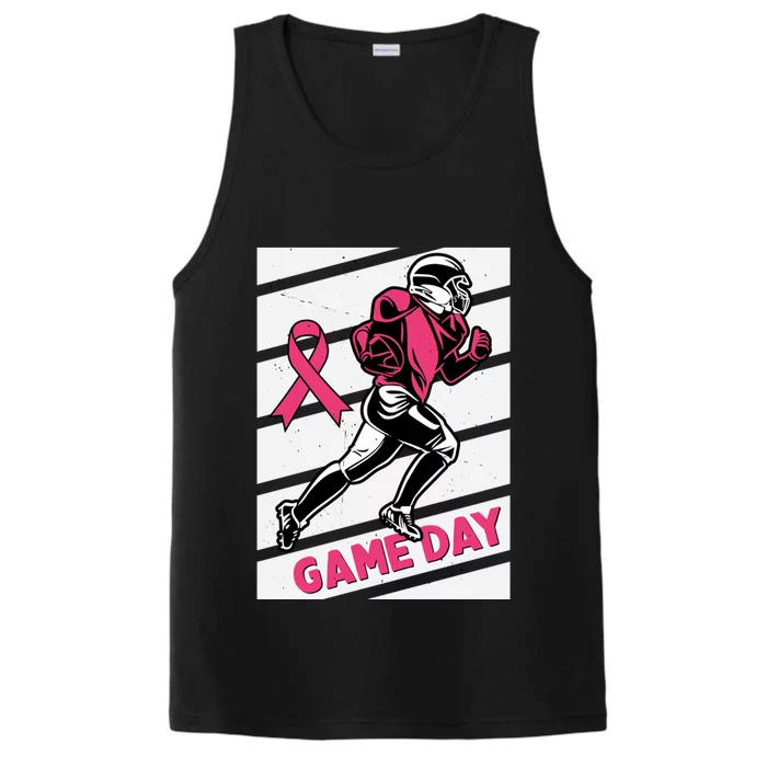 Breast Cancer Awareness Bleached Football Mom Game Day Gift Performance Tank