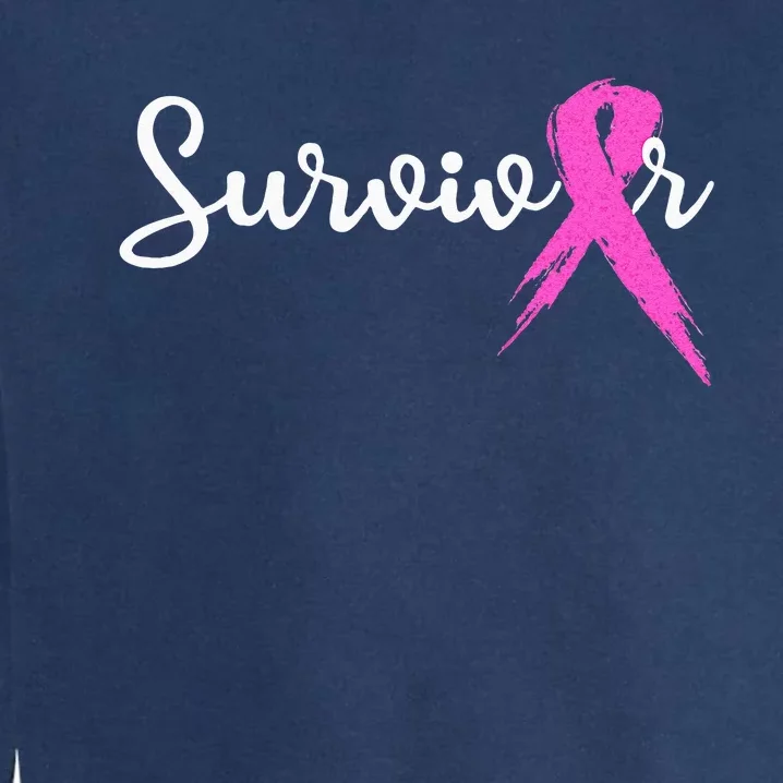 Breast Cancer Awareness Pink Ribbon Survivor Garment-Dyed Sweatshirt