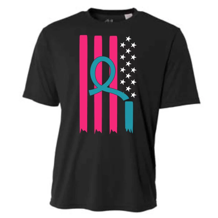 Breast Cancer Awareness Flag Strong Spport Cooling Performance Crew T-Shirt