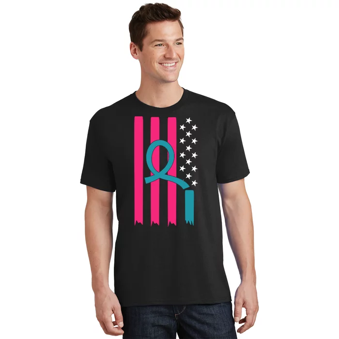 Breast Cancer Awareness Flag Strong Spport T-Shirt