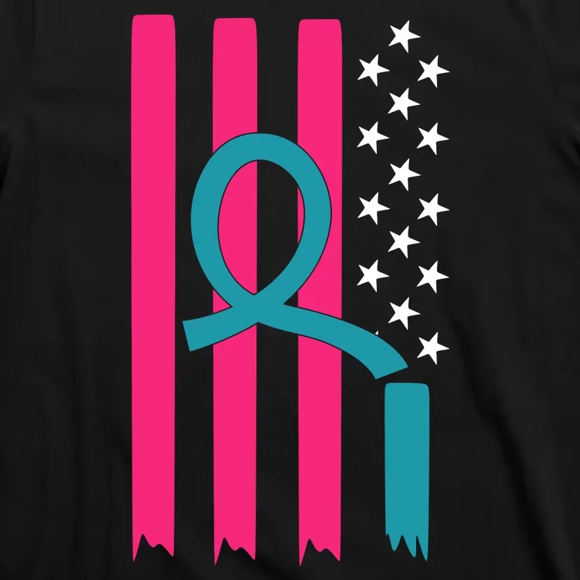 Breast Cancer Awareness Flag Strong Spport T-Shirt