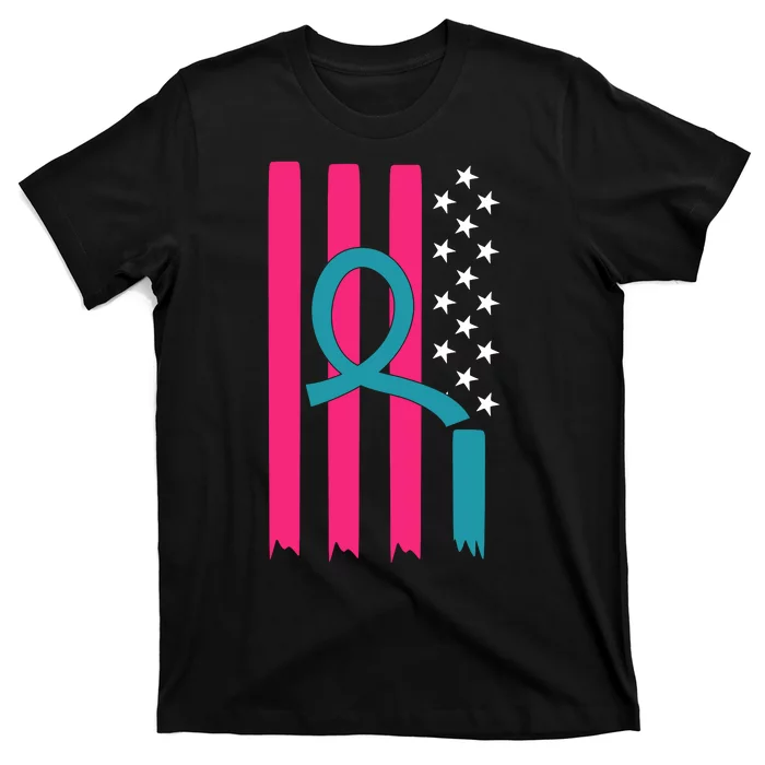 Breast Cancer Awareness Flag Strong Spport T-Shirt