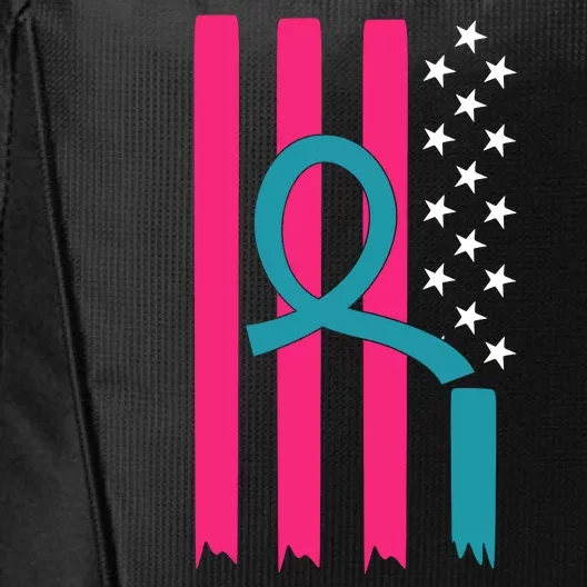 Breast Cancer Awareness Flag Strong Spport City Backpack