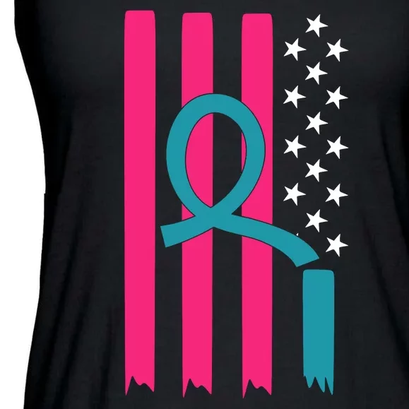 Breast Cancer Awareness Flag Strong Spport Ladies Essential Flowy Tank