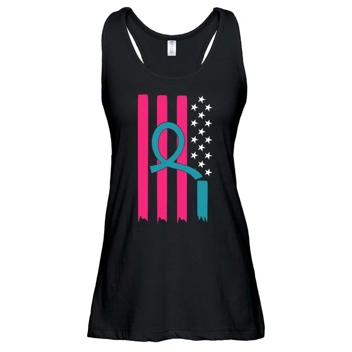 Breast Cancer Awareness Flag Strong Spport Ladies Essential Flowy Tank