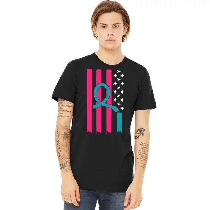 Breast Cancer Awareness Flag Strong Spport Premium T-Shirt