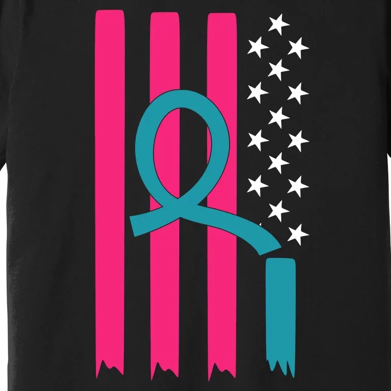 Breast Cancer Awareness Flag Strong Spport Premium T-Shirt