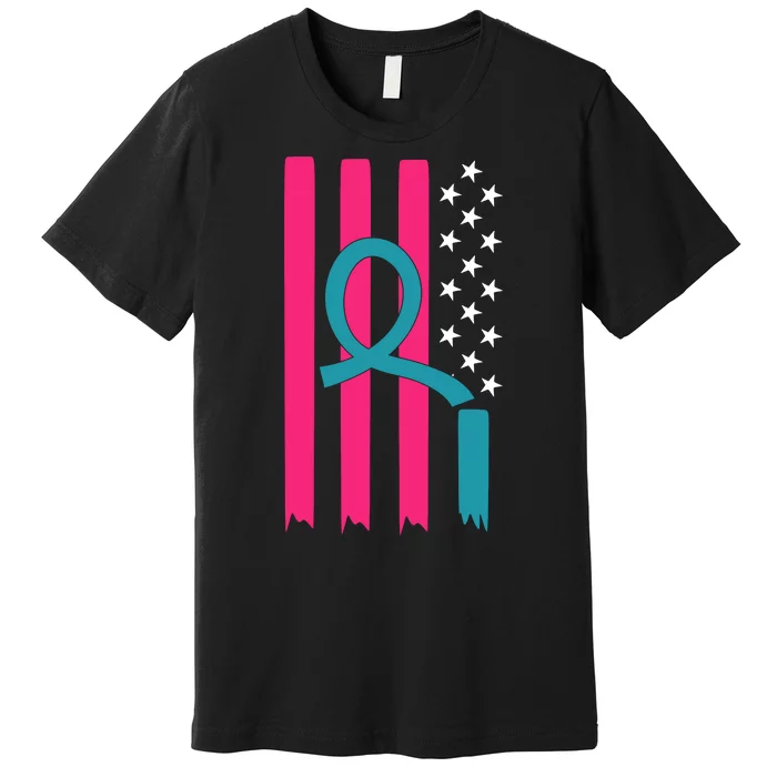 Breast Cancer Awareness Flag Strong Spport Premium T-Shirt