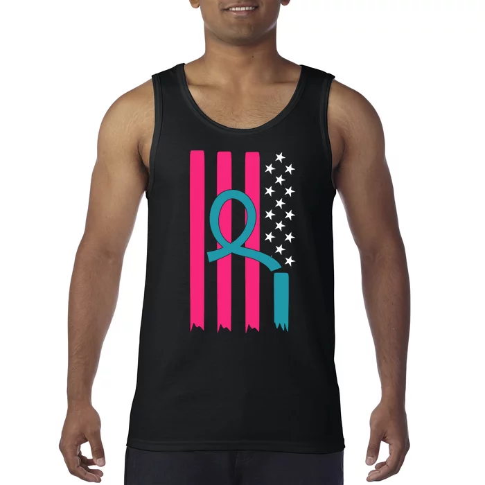 Breast Cancer Awareness Flag Strong Spport Tank Top