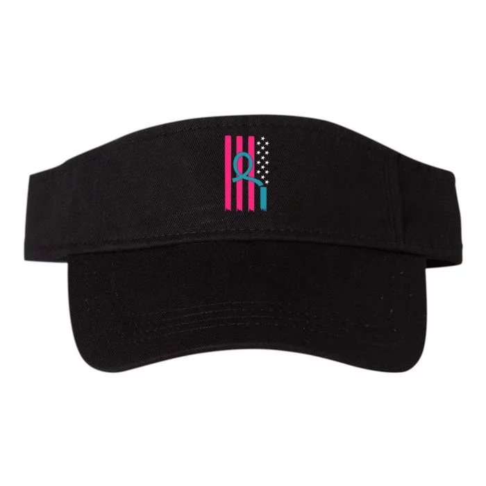 Breast Cancer Awareness Flag Strong Spport Valucap Bio-Washed Visor