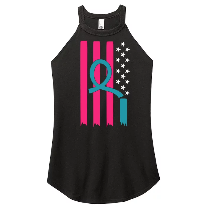 Breast Cancer Awareness Flag Strong Spport Women’s Perfect Tri Rocker Tank