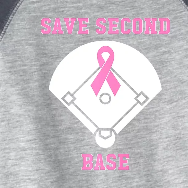 Breast Cancer Awareness Save Second Base Pink Ribbon Toddler Fine Jersey T-Shirt