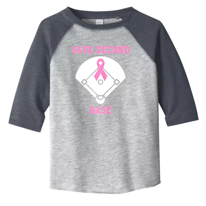 Breast Cancer Awareness Save Second Base Pink Ribbon Toddler Fine Jersey T-Shirt