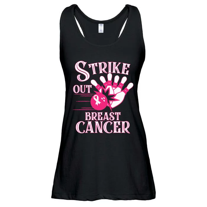 Breast Cancer Awareness Bowling Strike Out Pink Ribbon Ladies Essential Flowy Tank