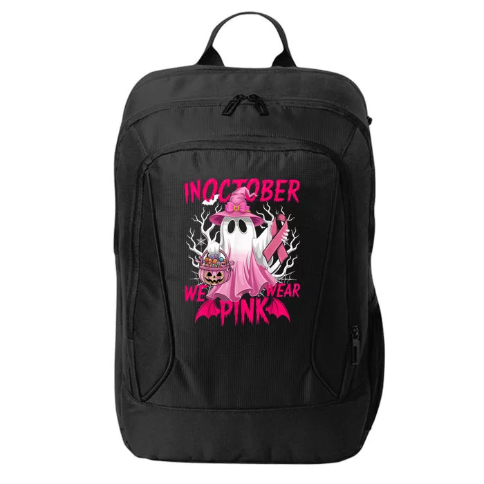 Breast Cancer Awareness Ghost In October We Wear Pin.K halloween gift City Backpack