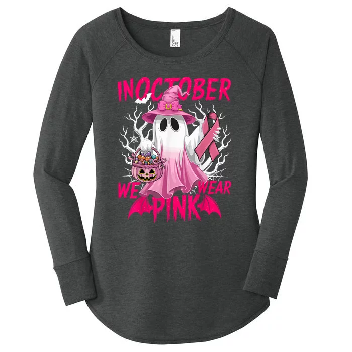 Breast Cancer Awareness Ghost In October We Wear Pin.K halloween gift Women's Perfect Tri Tunic Long Sleeve Shirt