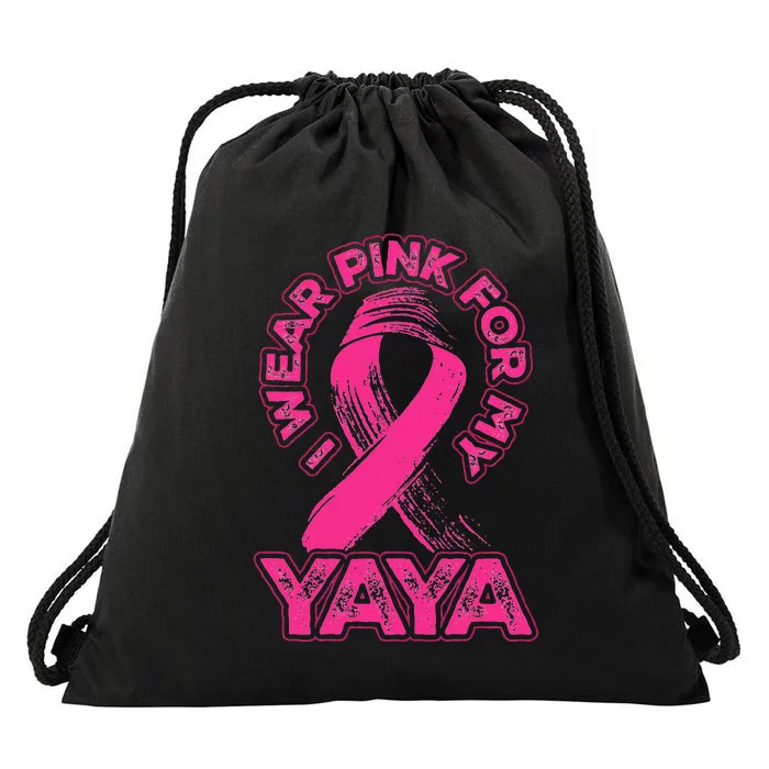 Breast Cancer Awareness I Wear Pink For My Yaya Ribbon Drawstring Bag