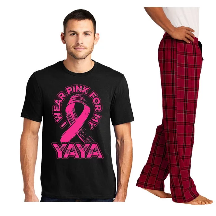 Breast Cancer Awareness I Wear Pink For My Yaya Ribbon Pajama Set