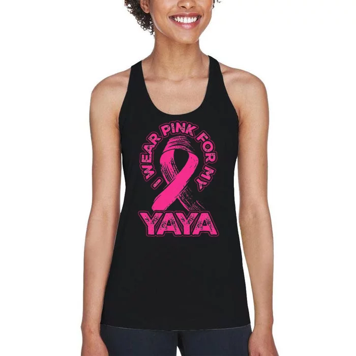 Breast Cancer Awareness I Wear Pink For My Yaya Ribbon Women's Racerback Tank