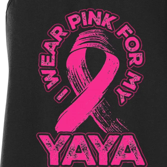 Breast Cancer Awareness I Wear Pink For My Yaya Ribbon Women's Racerback Tank