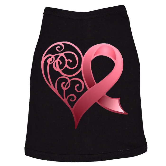 Breast Cancer Awareness Ribbon Heart Pattern Doggie Tank