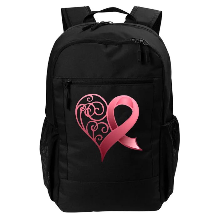 Breast Cancer Awareness Ribbon Heart Pattern Daily Commute Backpack