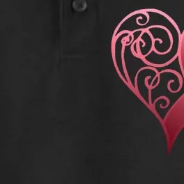 Breast Cancer Awareness Ribbon Heart Pattern Dry Zone Grid Performance Polo