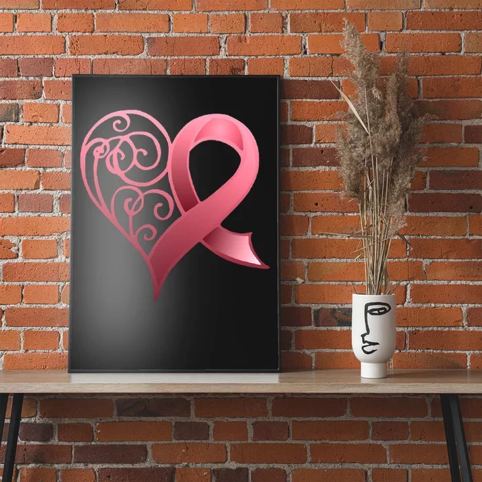 Breast Cancer Awareness Ribbon Heart Pattern Poster