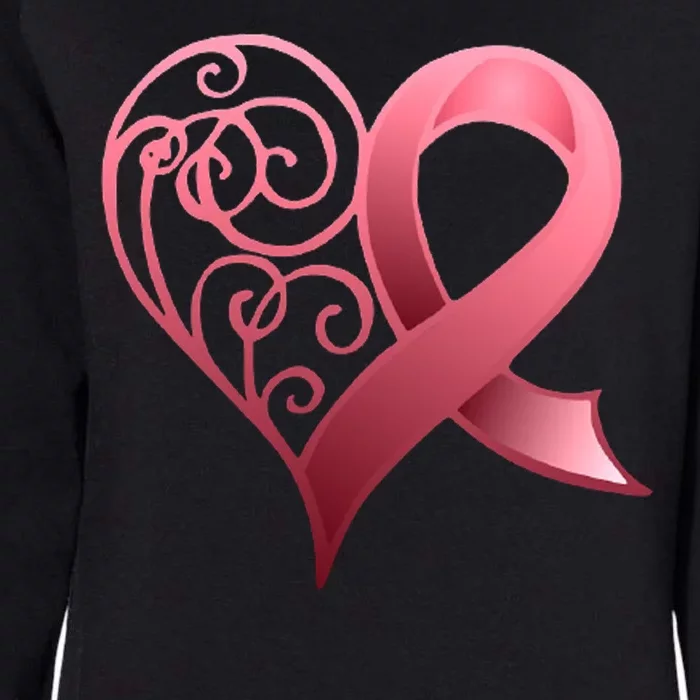 Breast Cancer Awareness Ribbon Heart Pattern Womens California Wash Sweatshirt