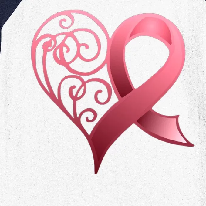 Breast Cancer Awareness Ribbon Heart Pattern Baseball Sleeve Shirt