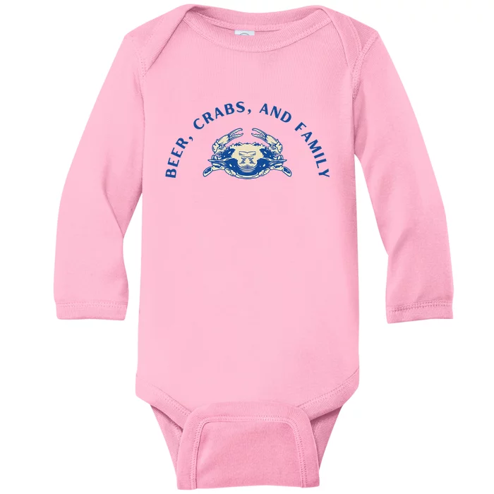 Beer Crabs And Family Baby Long Sleeve Bodysuit