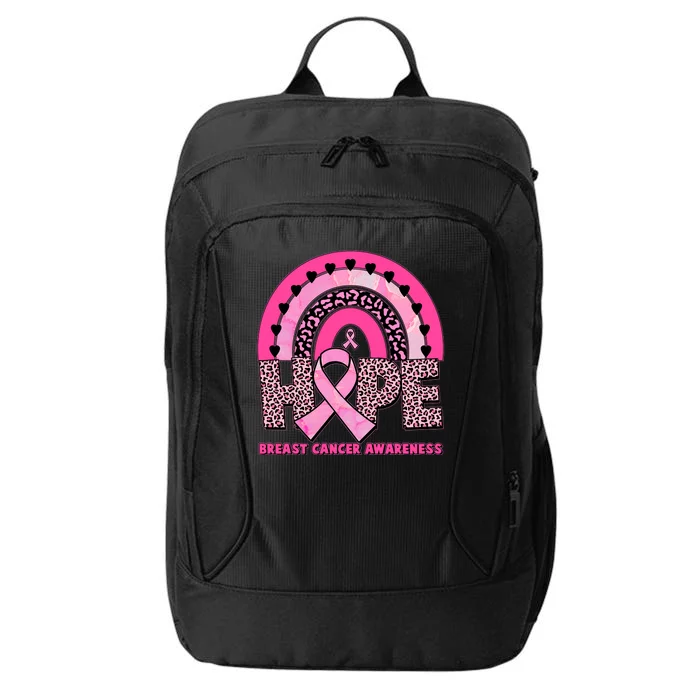 Breast Cancer Awareness Pink Leopard Print Rainbow City Backpack