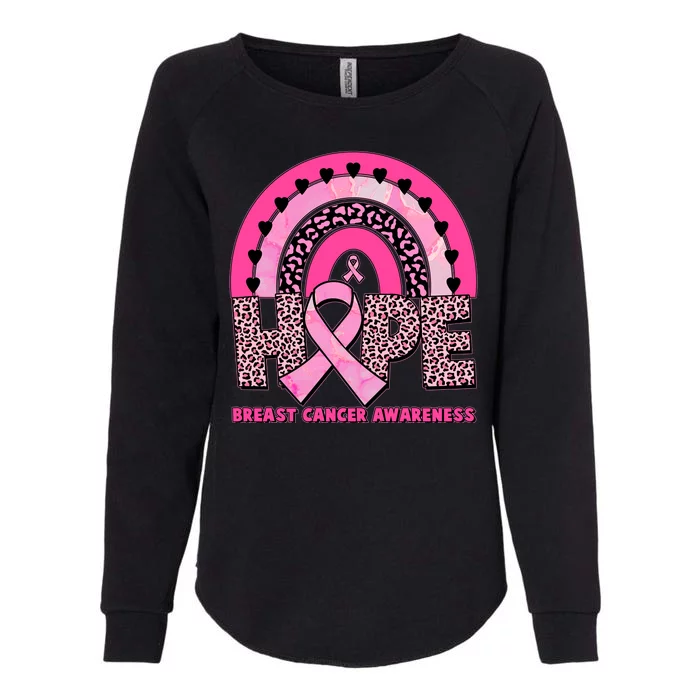 Breast Cancer Awareness Pink Leopard Print Rainbow Womens California Wash Sweatshirt