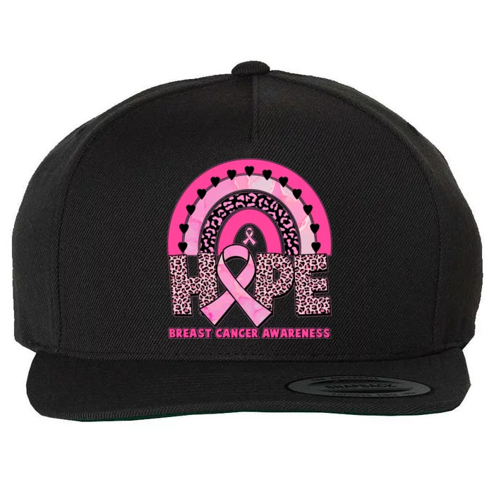 Breast Cancer Awareness Pink Leopard Print Rainbow Wool Snapback Cap